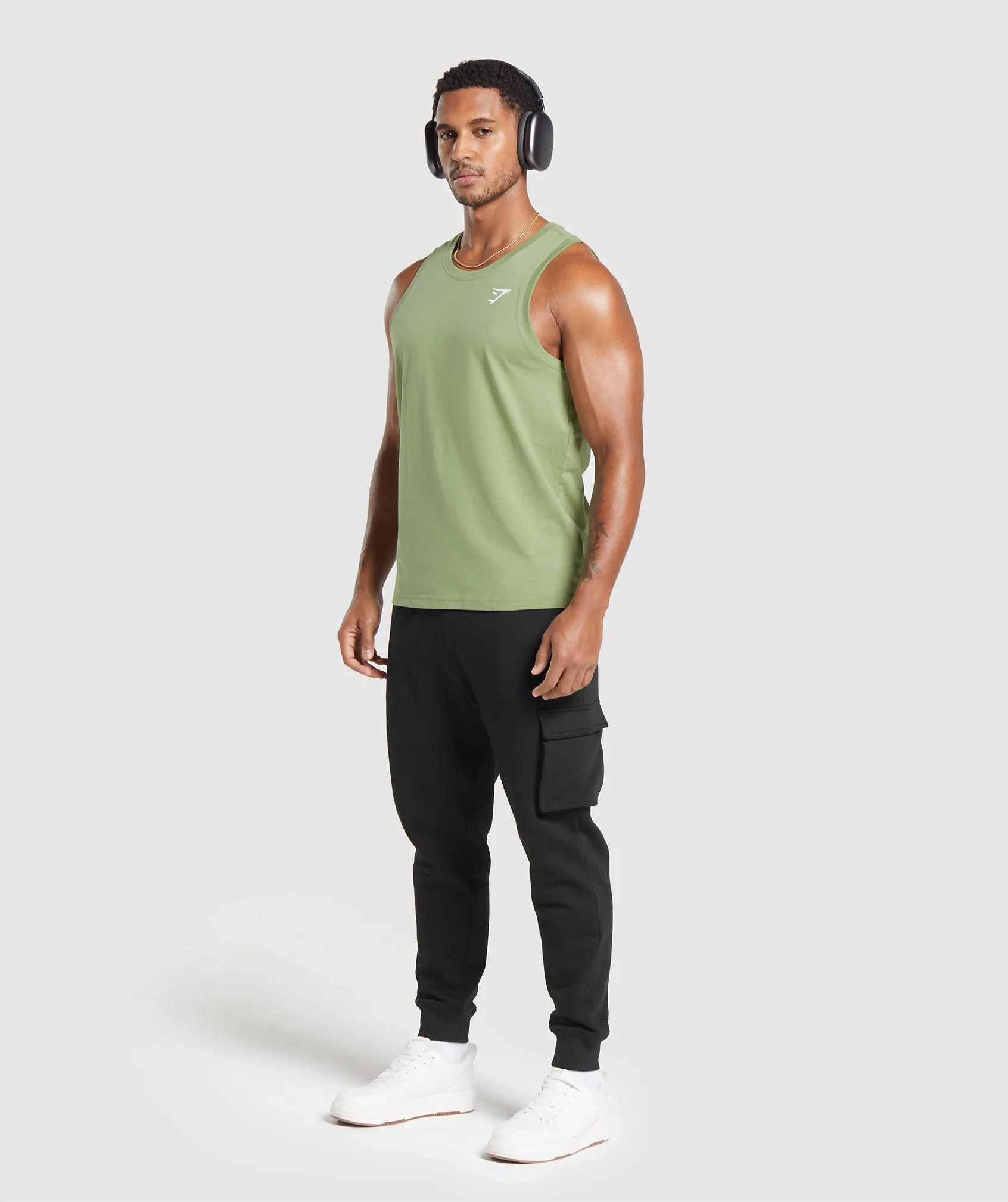 Gymshark Crest Tank - Natural Sage Green