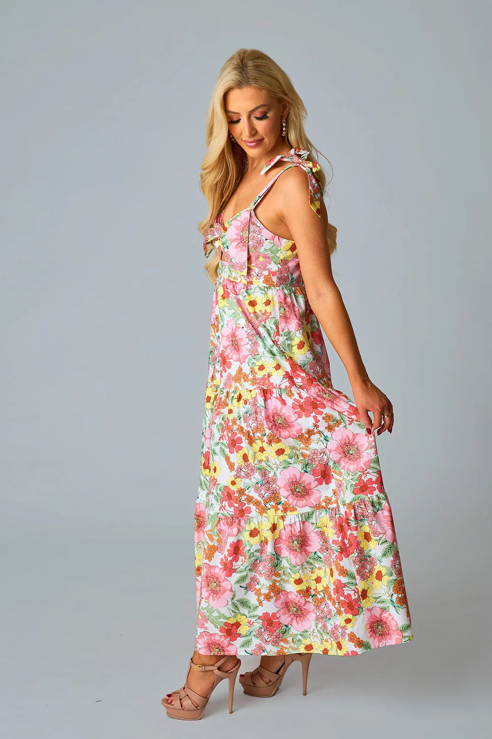 Hamptons Tie-Shoulder Maxi Dress - Whimsy