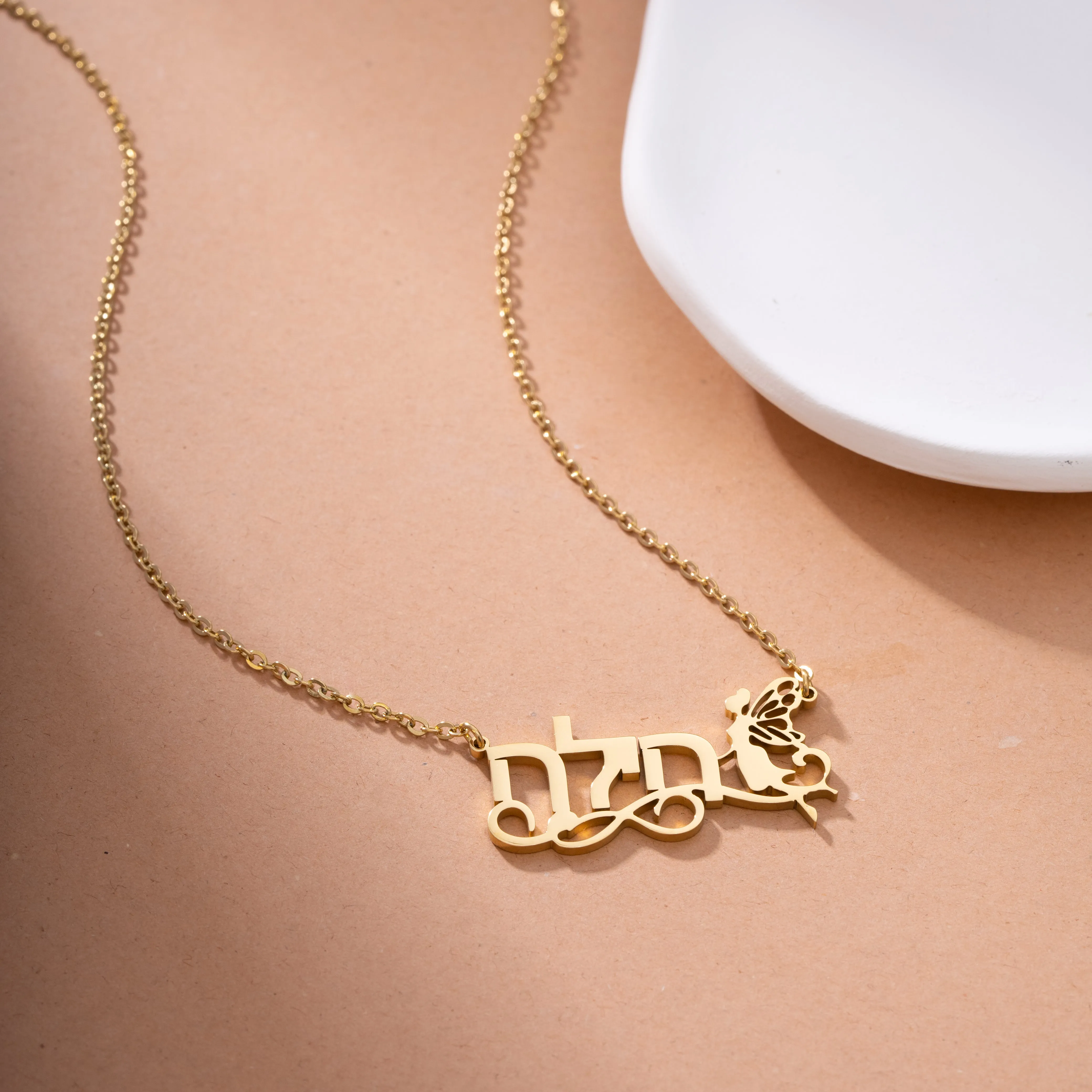 Hebrew Enchanted Fairy Name Necklace