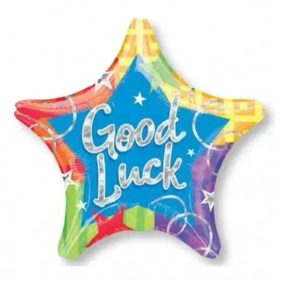 Holographic Star Good Luck Foil Balloon