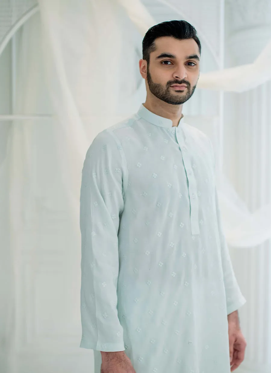 Ice Blue Silk Kurta