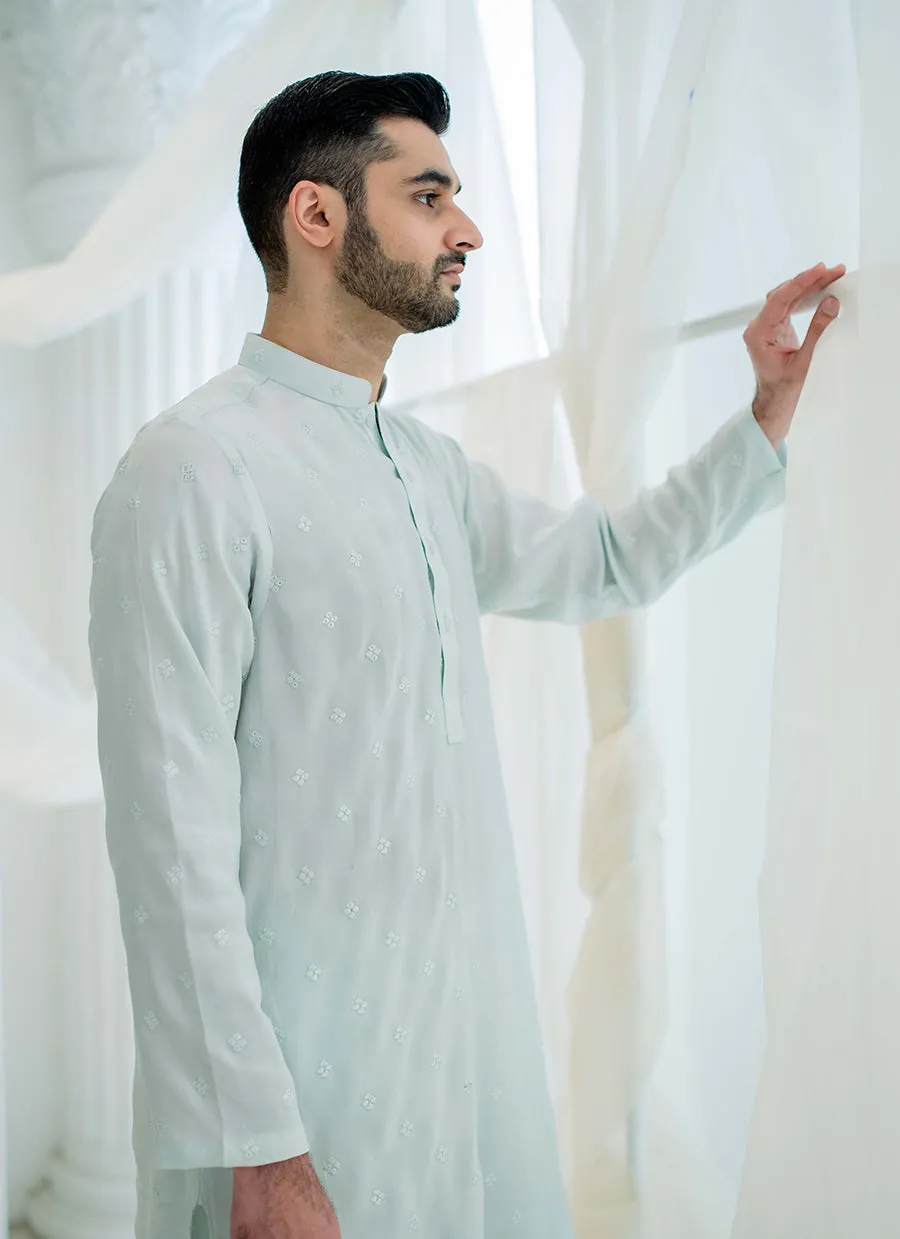 Ice Blue Silk Kurta