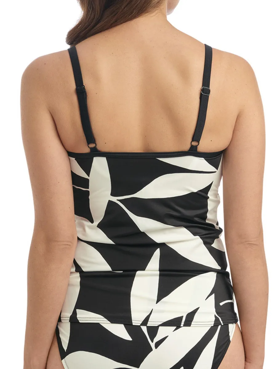 Ile De Re Scoop Neck Tankini - Black & Cream