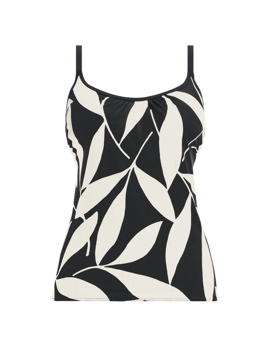 Ile De Re Scoop Neck Tankini - Black & Cream