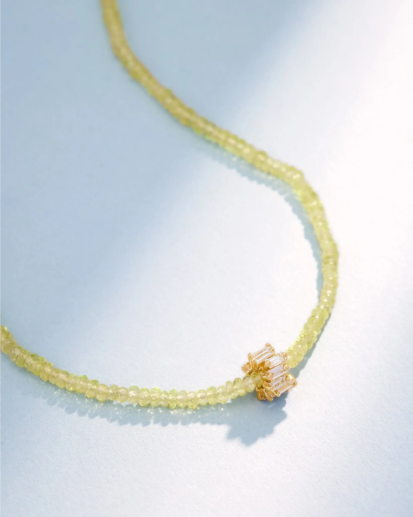 Infinite Beaded Chrysoberyl & Mini Diamond Rondelle Necklace