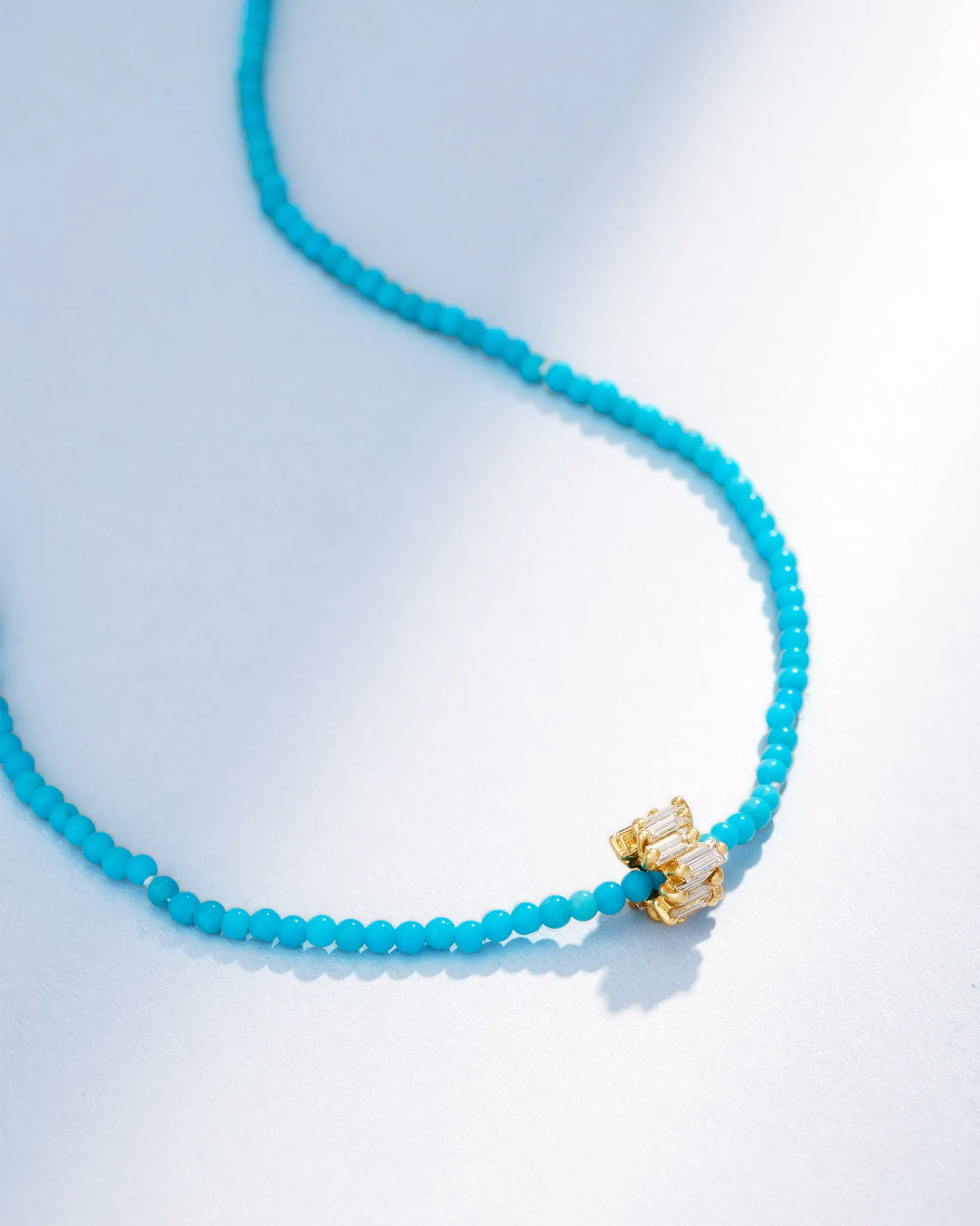 Infinite Beaded Turquoise & Mini Diamond Rondelle Necklace