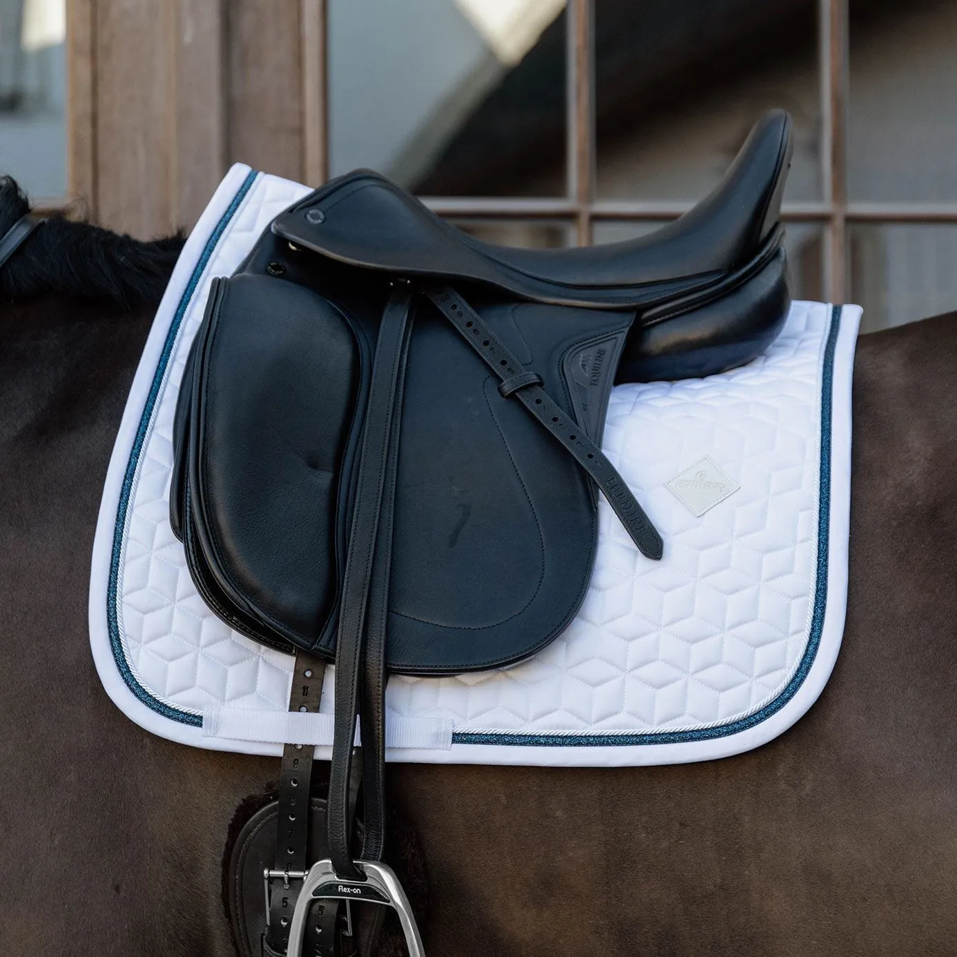 Kentucky Horsewear Glitter Rope Dressage Saddle Cloth - White/Navy