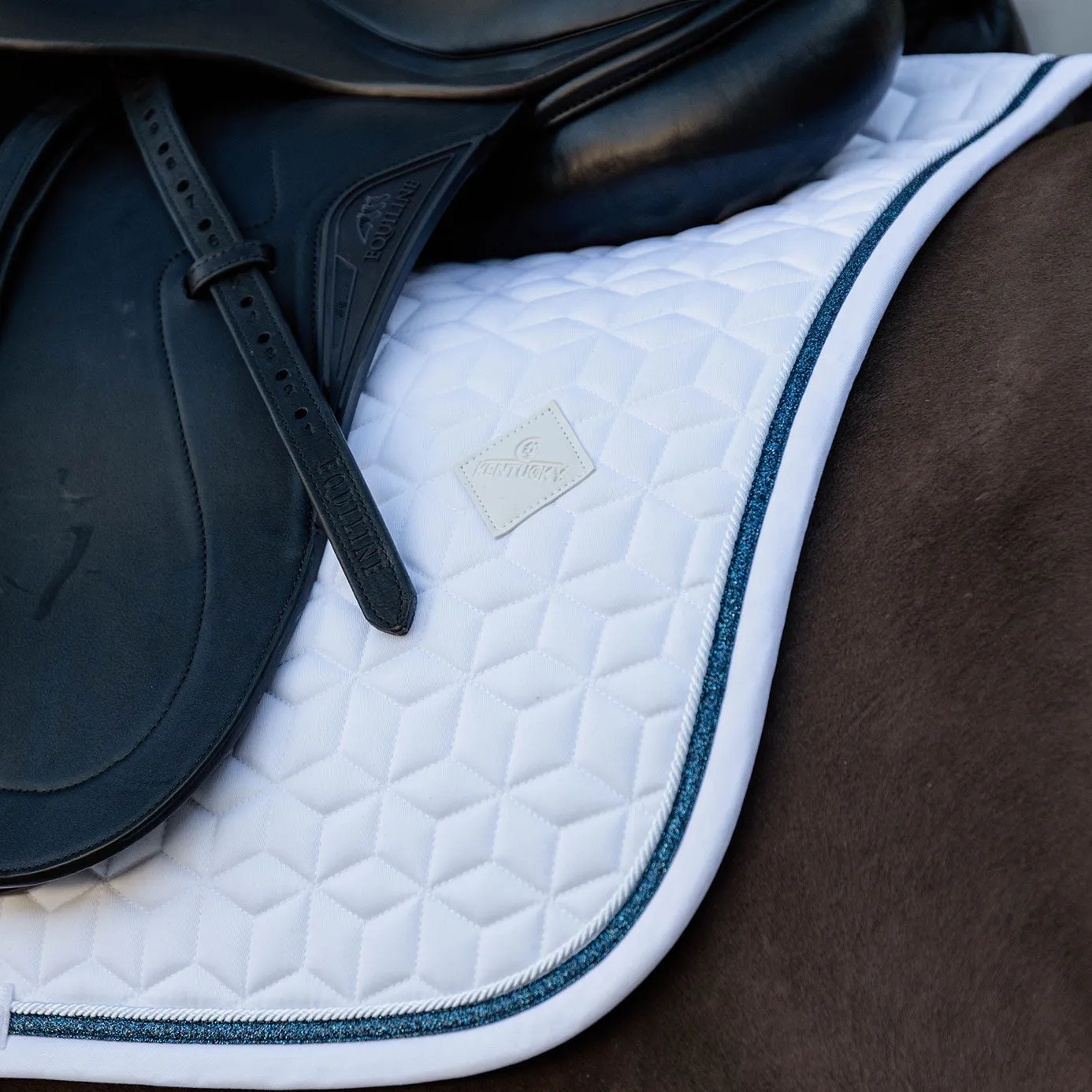 Kentucky Horsewear Glitter Rope Dressage Saddle Cloth - White/Navy