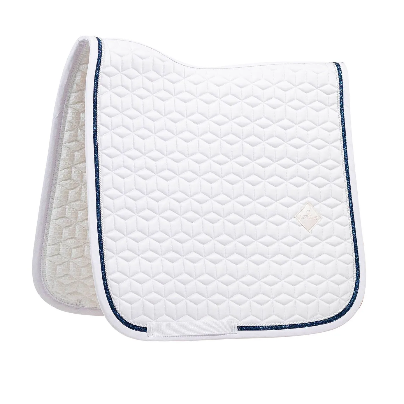 Kentucky Horsewear Glitter Rope Dressage Saddle Cloth - White/Navy