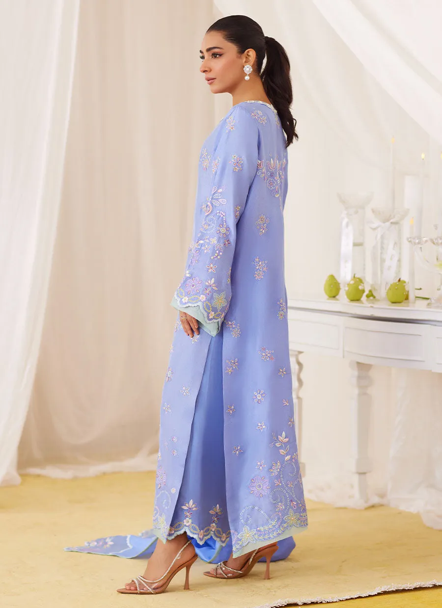 Leesha Periwinkle Blue Raw Silk Shirt And Dupatta