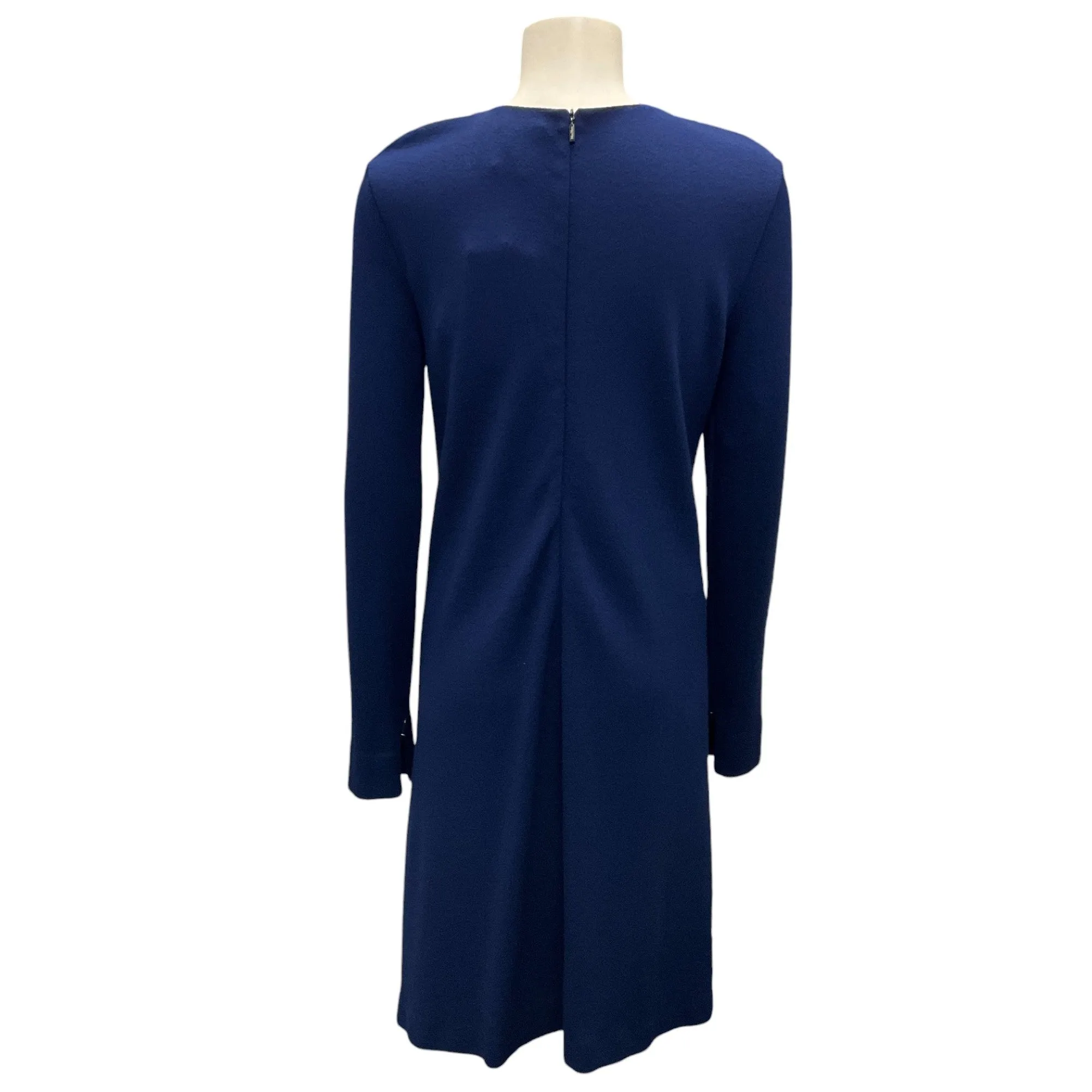 Max Mara Royal Blue Colimbo Ruched Wool Crepe Dress