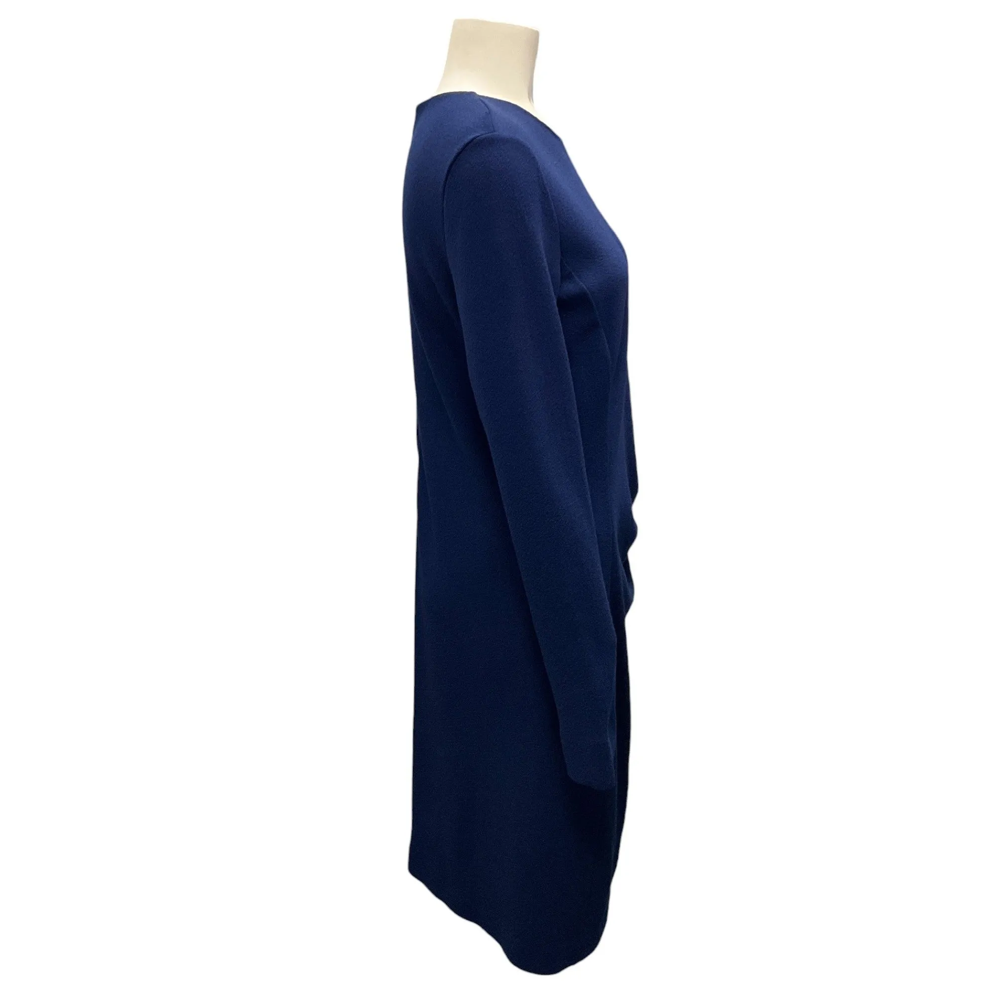 Max Mara Royal Blue Colimbo Ruched Wool Crepe Dress