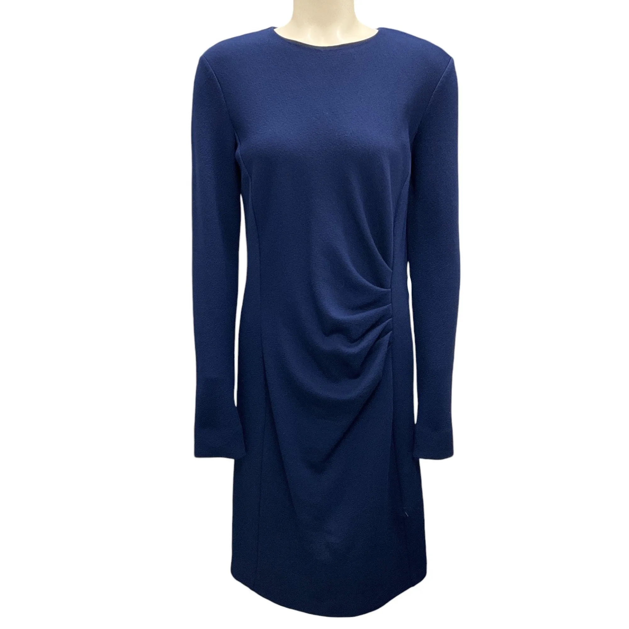 Max Mara Royal Blue Colimbo Ruched Wool Crepe Dress