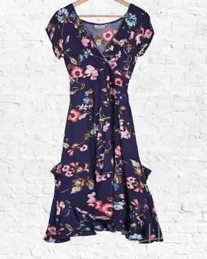 Navy Flower Swing Dress