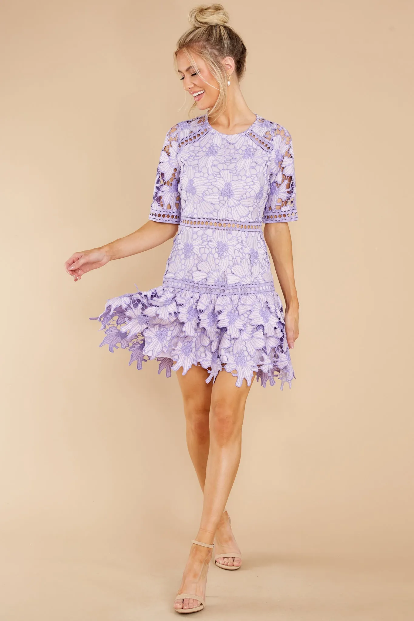 Oblivious Beauty Lavender Lace Dress