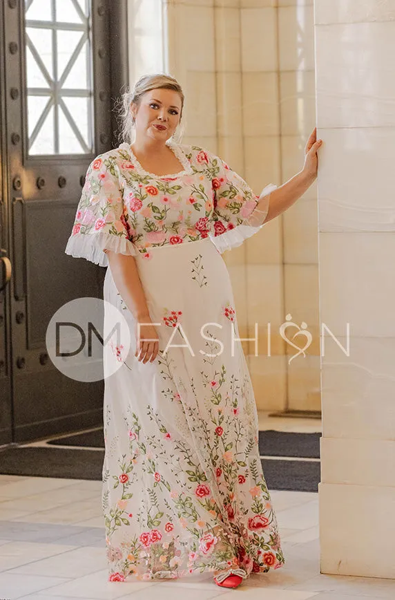 Odette Ivory Garden Floral Gown - DM Exclusive