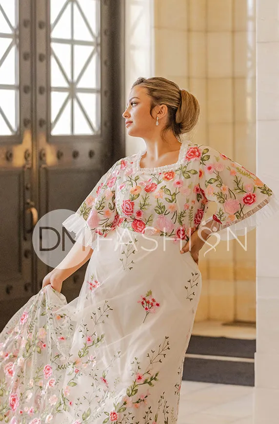 Odette Ivory Garden Floral Gown - DM Exclusive