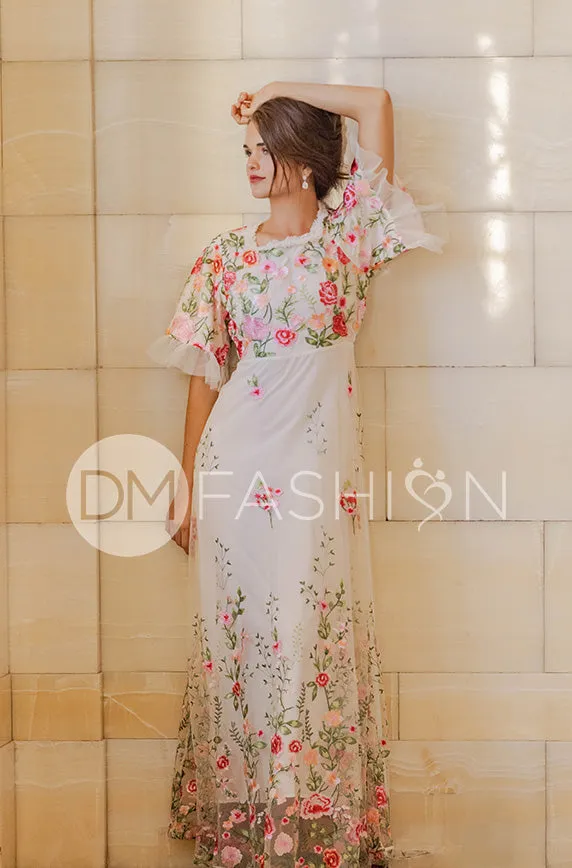 Odette Ivory Garden Floral Gown - DM Exclusive