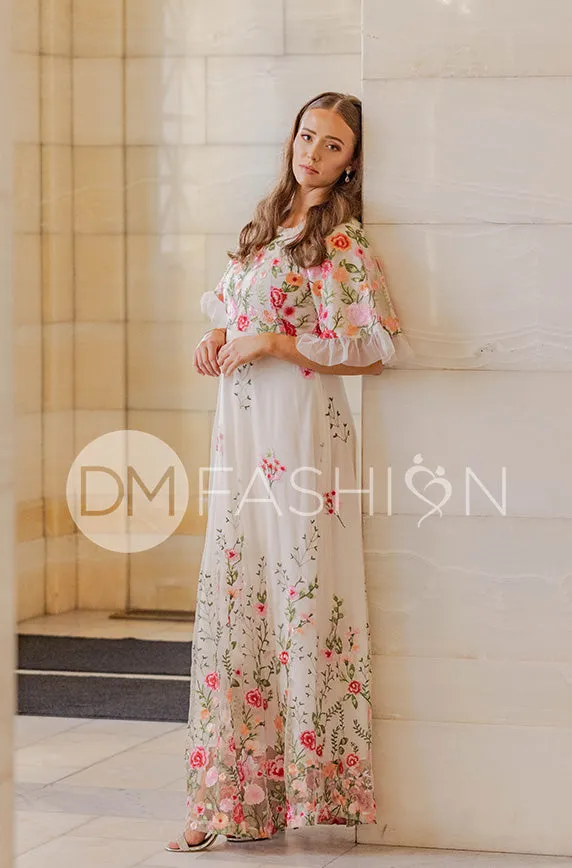 Odette Ivory Garden Floral Gown - DM Exclusive