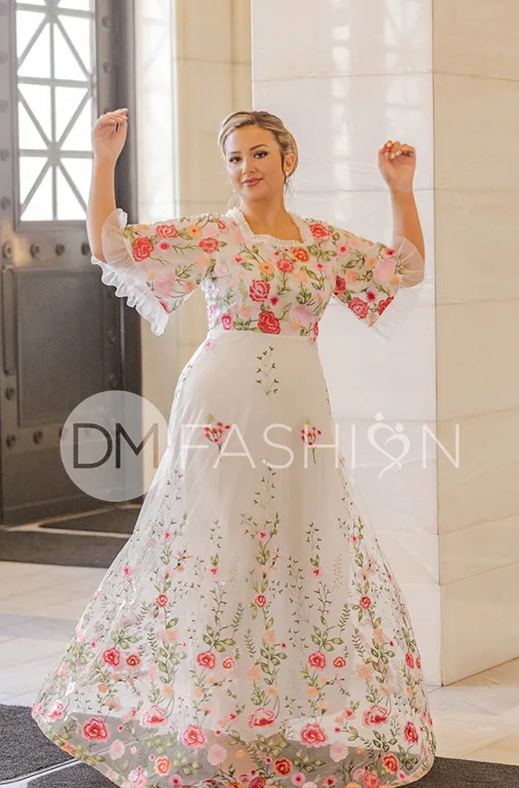 Odette Ivory Garden Floral Gown - DM Exclusive