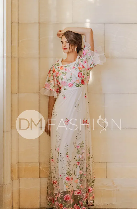 Odette Ivory Garden Floral Gown - DM Exclusive