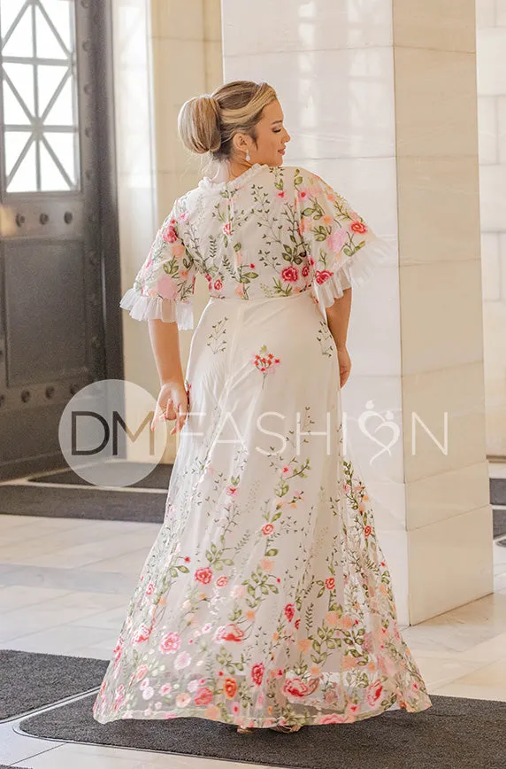 Odette Ivory Garden Floral Gown - DM Exclusive