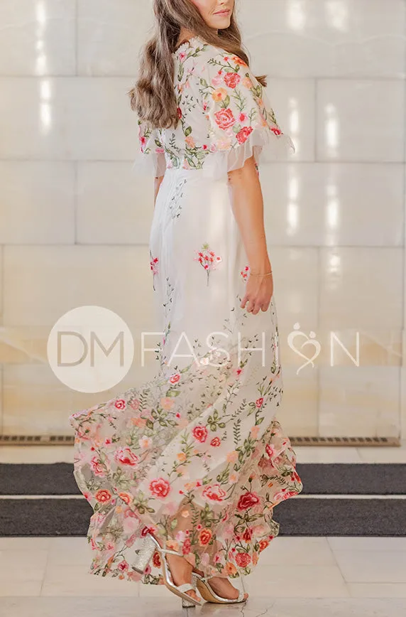 Odette Ivory Garden Floral Gown - DM Exclusive