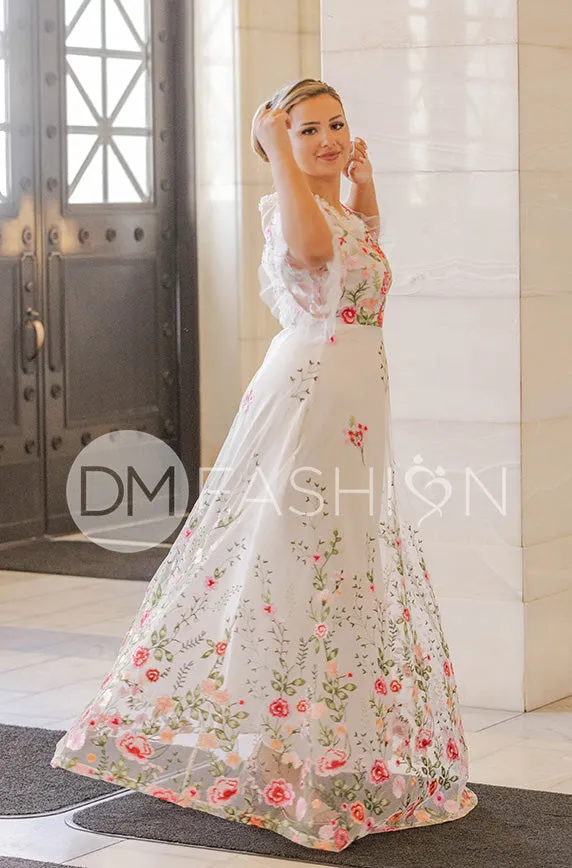 Odette Ivory Garden Floral Gown - DM Exclusive