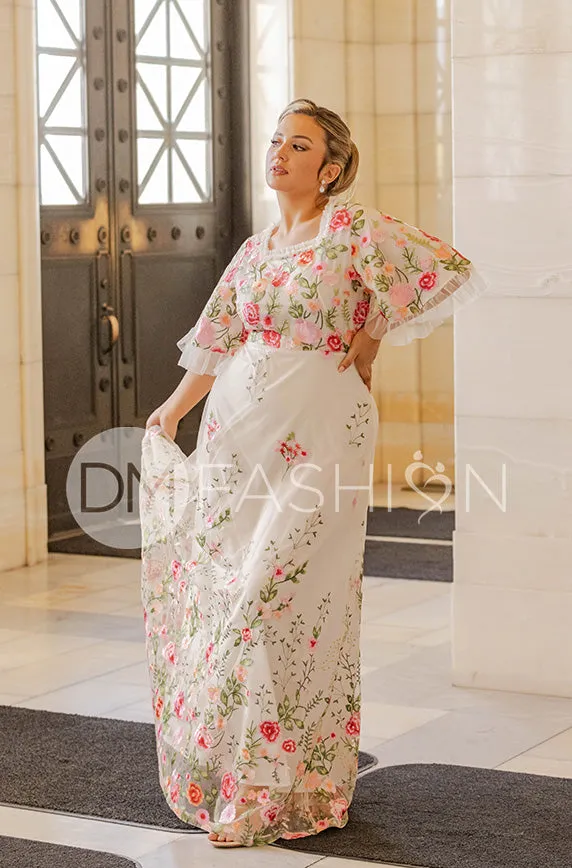 Odette Ivory Garden Floral Gown - DM Exclusive