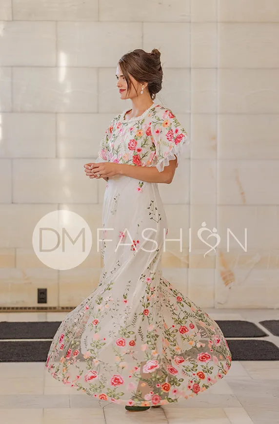 Odette Ivory Garden Floral Gown - DM Exclusive