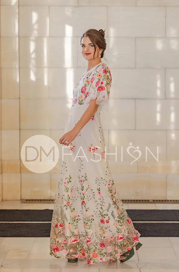 Odette Ivory Garden Floral Gown - DM Exclusive