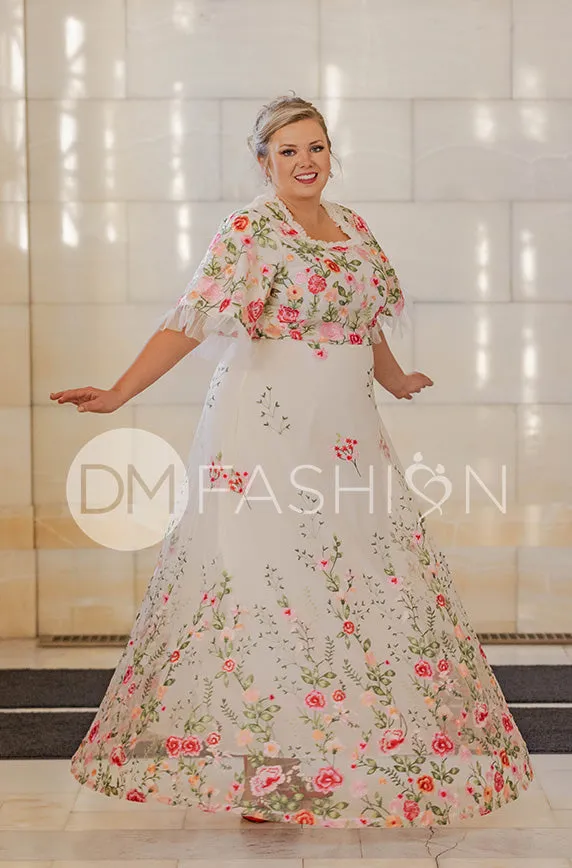 Odette Ivory Garden Floral Gown - DM Exclusive