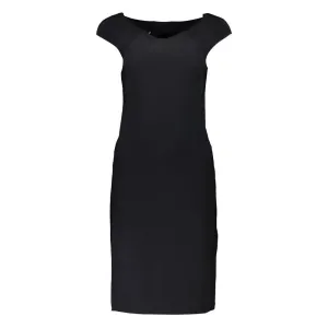 Patrizia Pepe Elegant Black Boat Neck Dress with Wide Straps