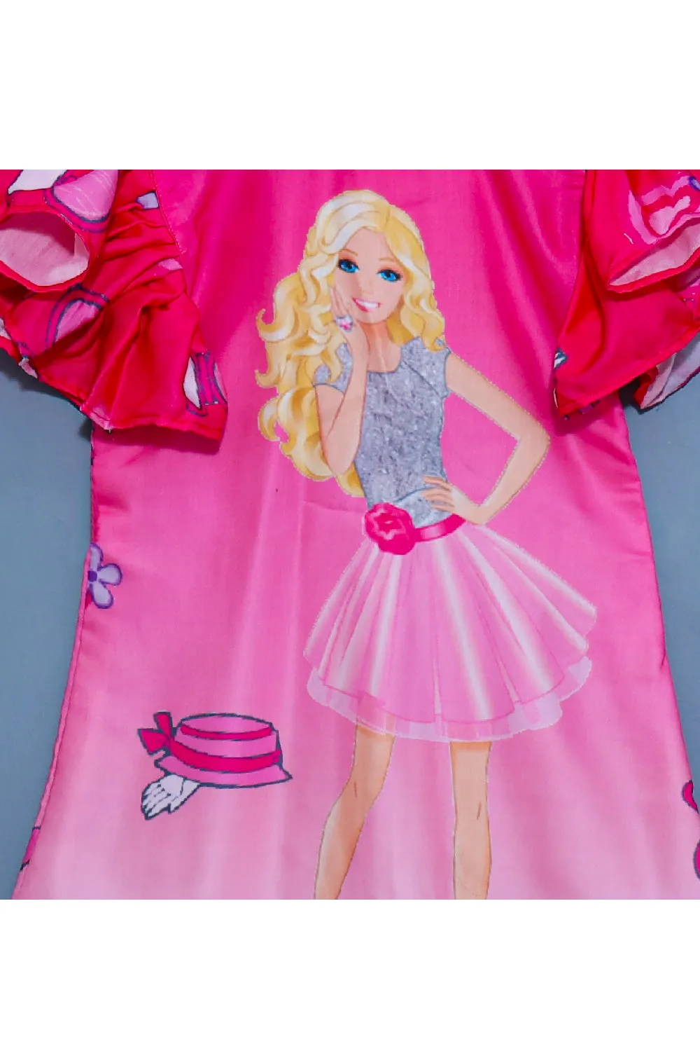 Pink Barbie Printed Satin Dress