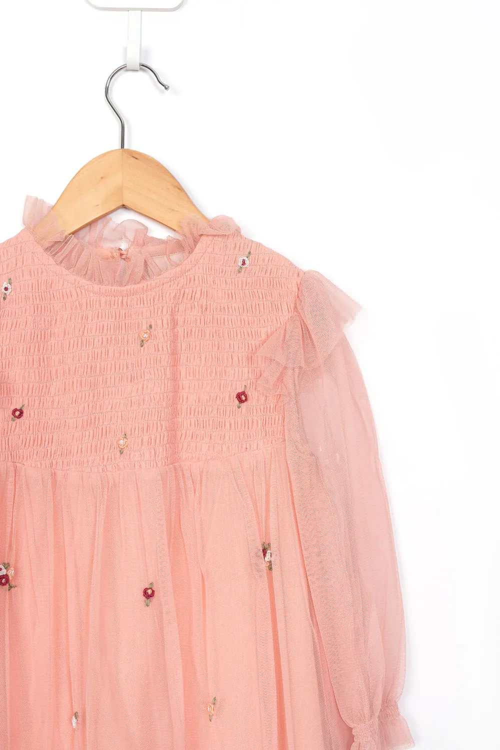 Pink Tulle Embroidery Dress