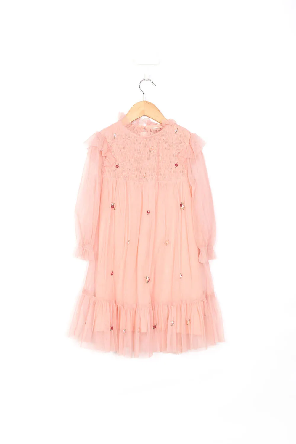 Pink Tulle Embroidery Dress