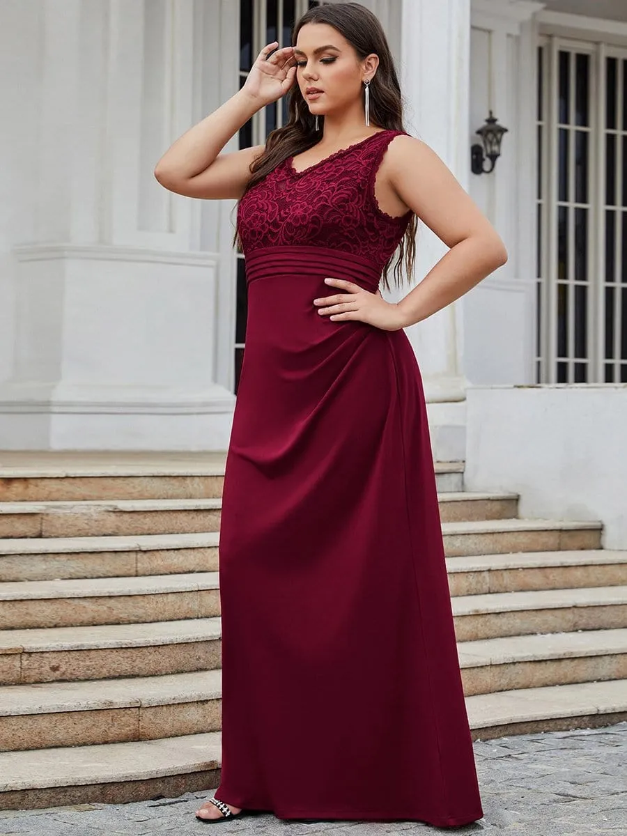 Plus Size Floral Sleeveless Column Evening Dress