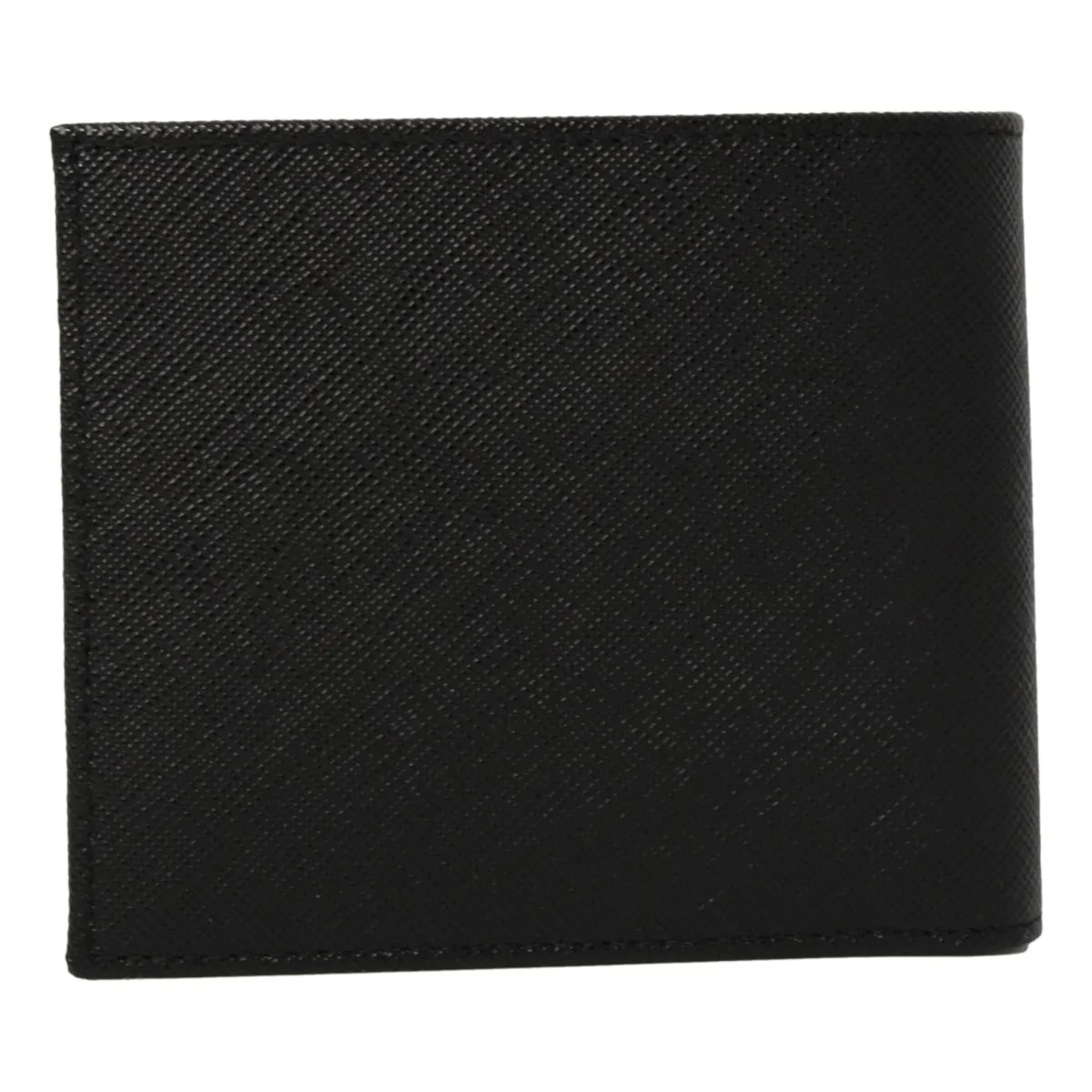 Prada Nero Black Grey Saffiano Cuir Leather Billfold Wallet