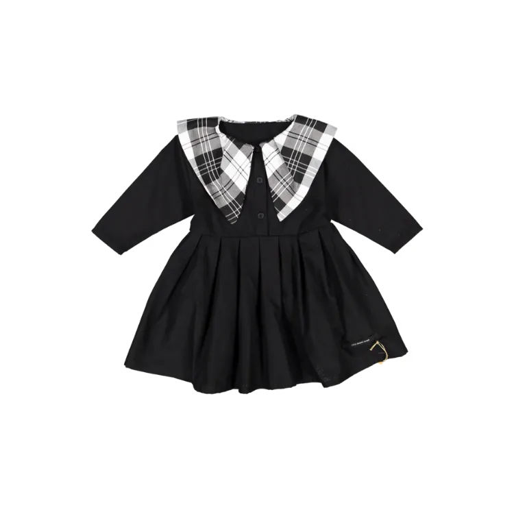 Punk Pleated Dress-Black/White