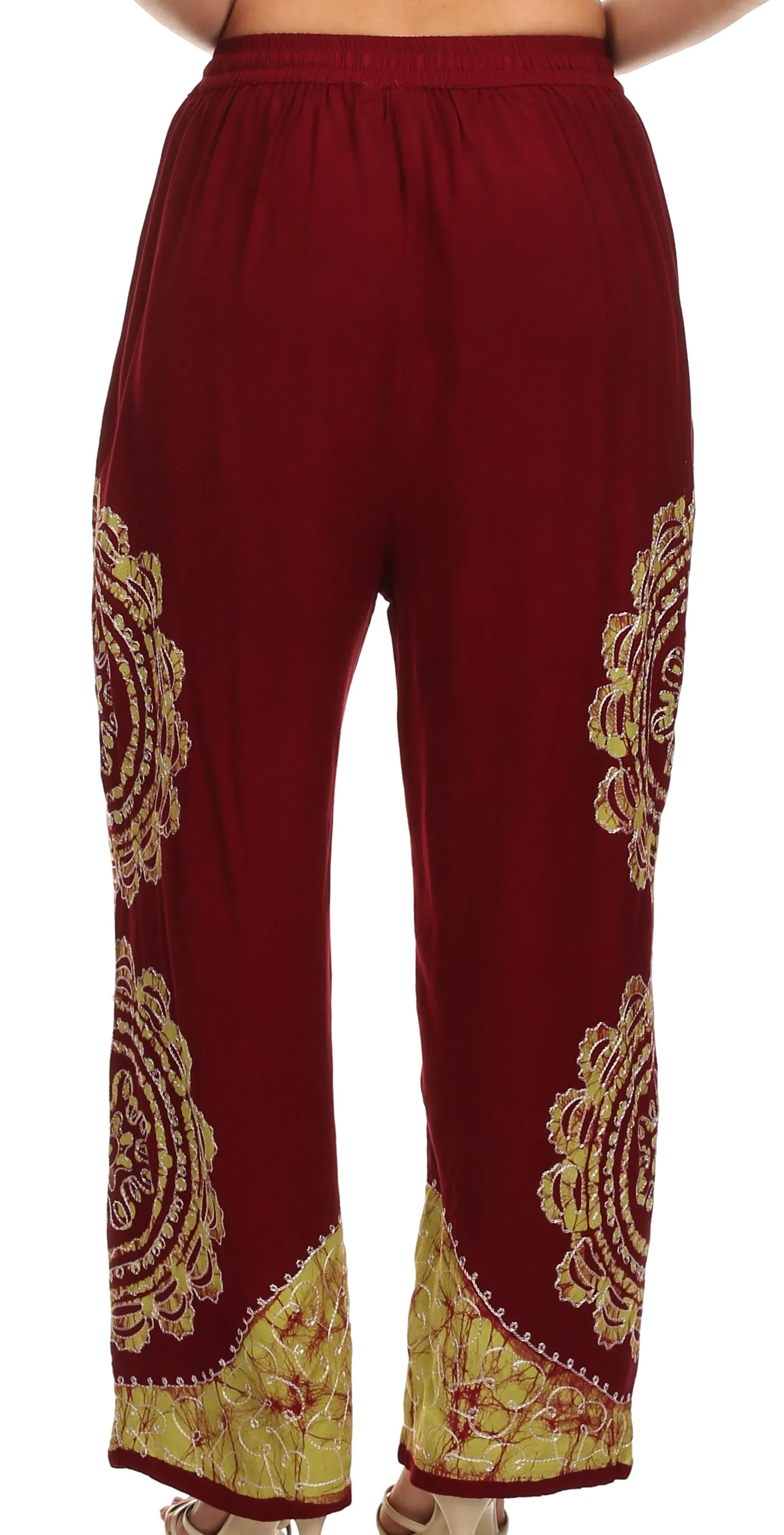 Sakkas Mase Floral Embroidered Adjustable Wide Leg Palazzo Pant