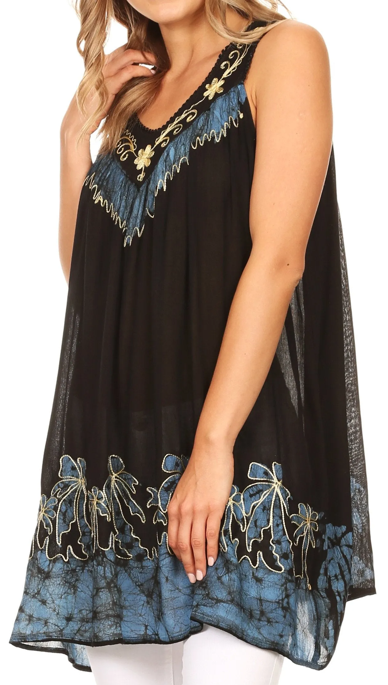 Sakkas Oasis Gauzy Crepe Sleeveless Blouse