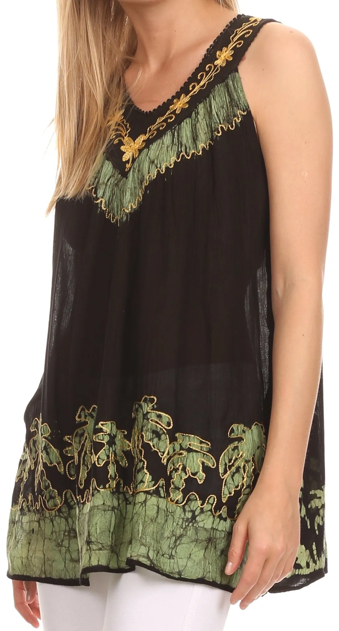 Sakkas Oasis Gauzy Crepe Sleeveless Blouse