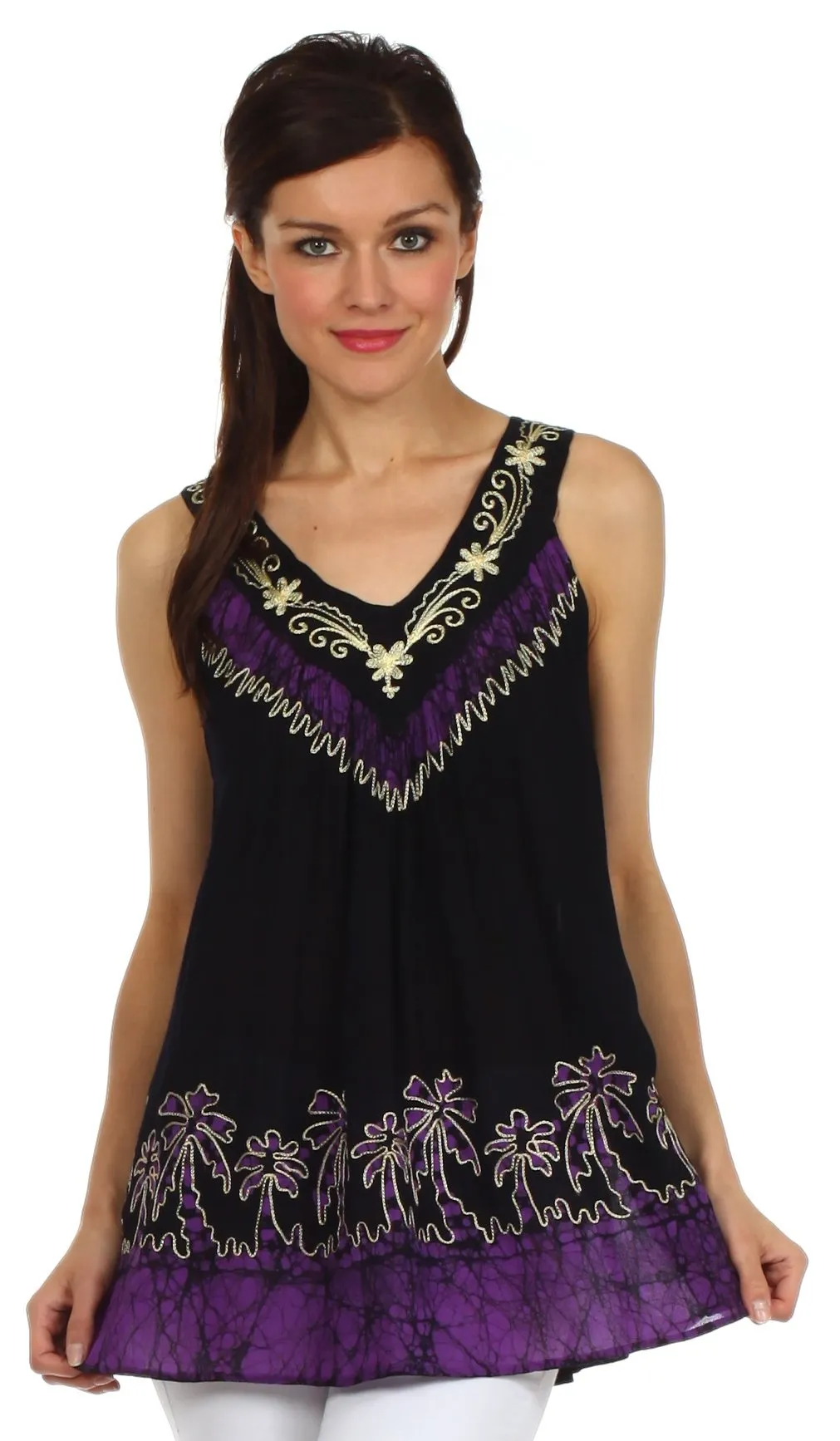 Sakkas Oasis Gauzy Crepe Sleeveless Blouse