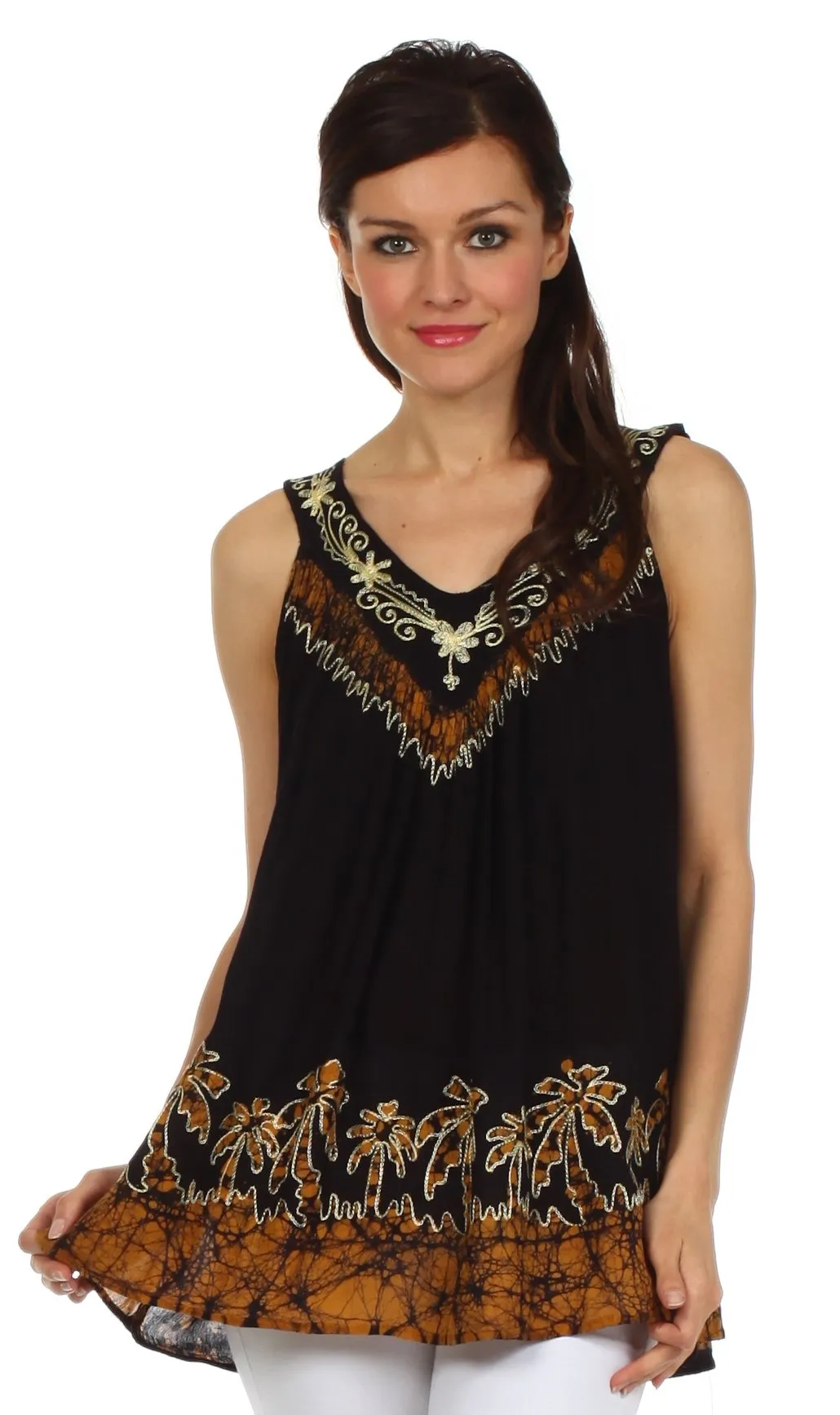 Sakkas Oasis Gauzy Crepe Sleeveless Blouse