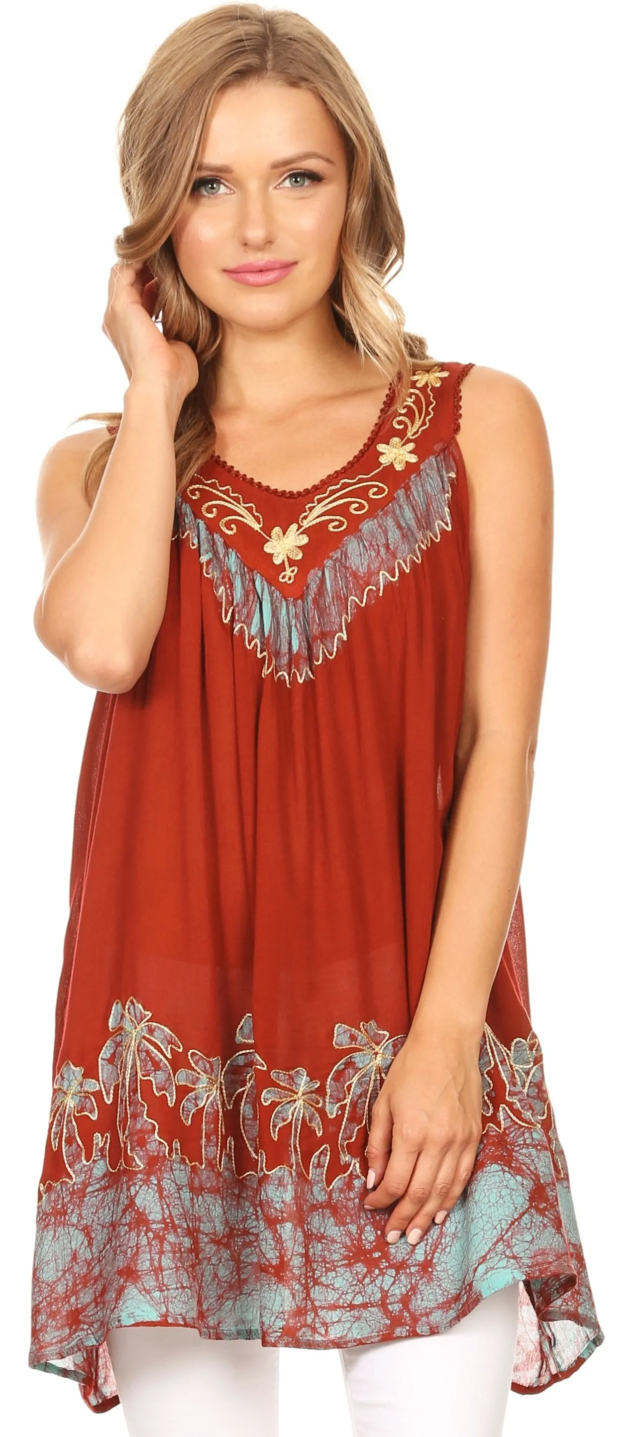 Sakkas Oasis Gauzy Crepe Sleeveless Blouse