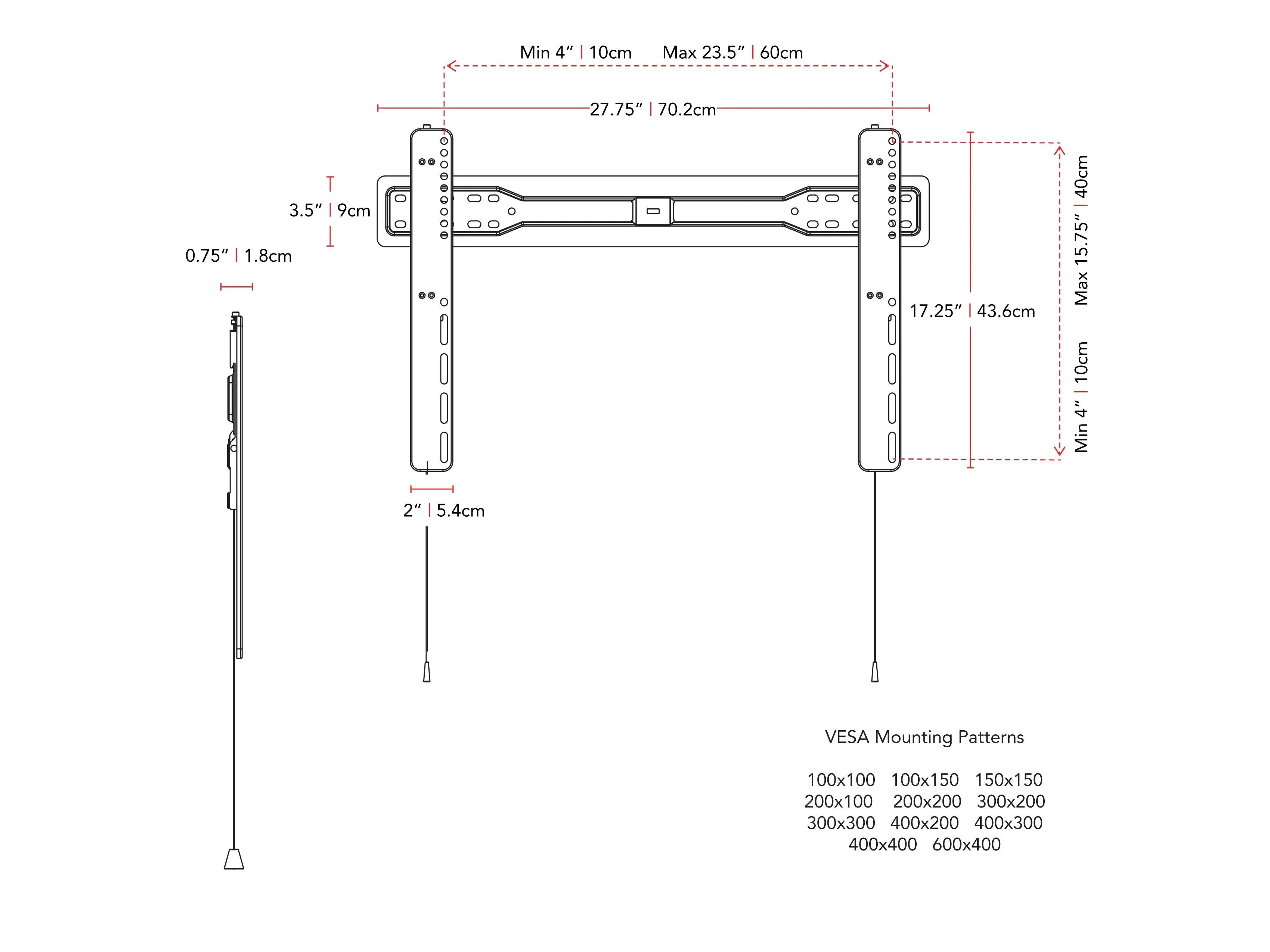 Slim TV Wall Mount for 37" - 70" TVs