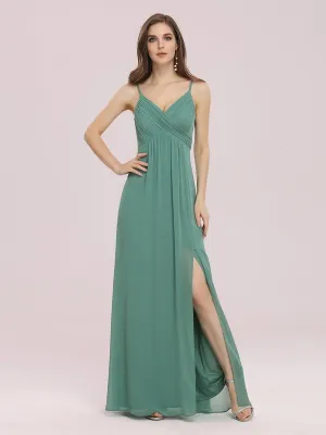 Spaghetti Straps Chiffon Bridesmaid Dress with Side Split