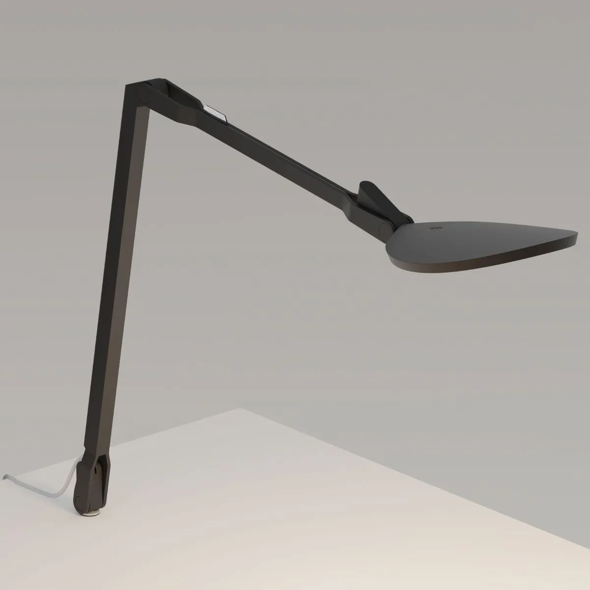 Splitty Reach Matte Black Contemporary LED Desk Lamp with Through-Table Mount and USB Port