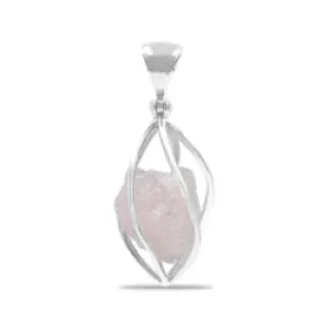 Starborn Morganite Crystal in Sterling Silver Spiral Cage Pendant