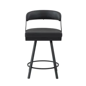 Swiveling Black Counter Height Chair - Modern Industrial Design - Set of 2